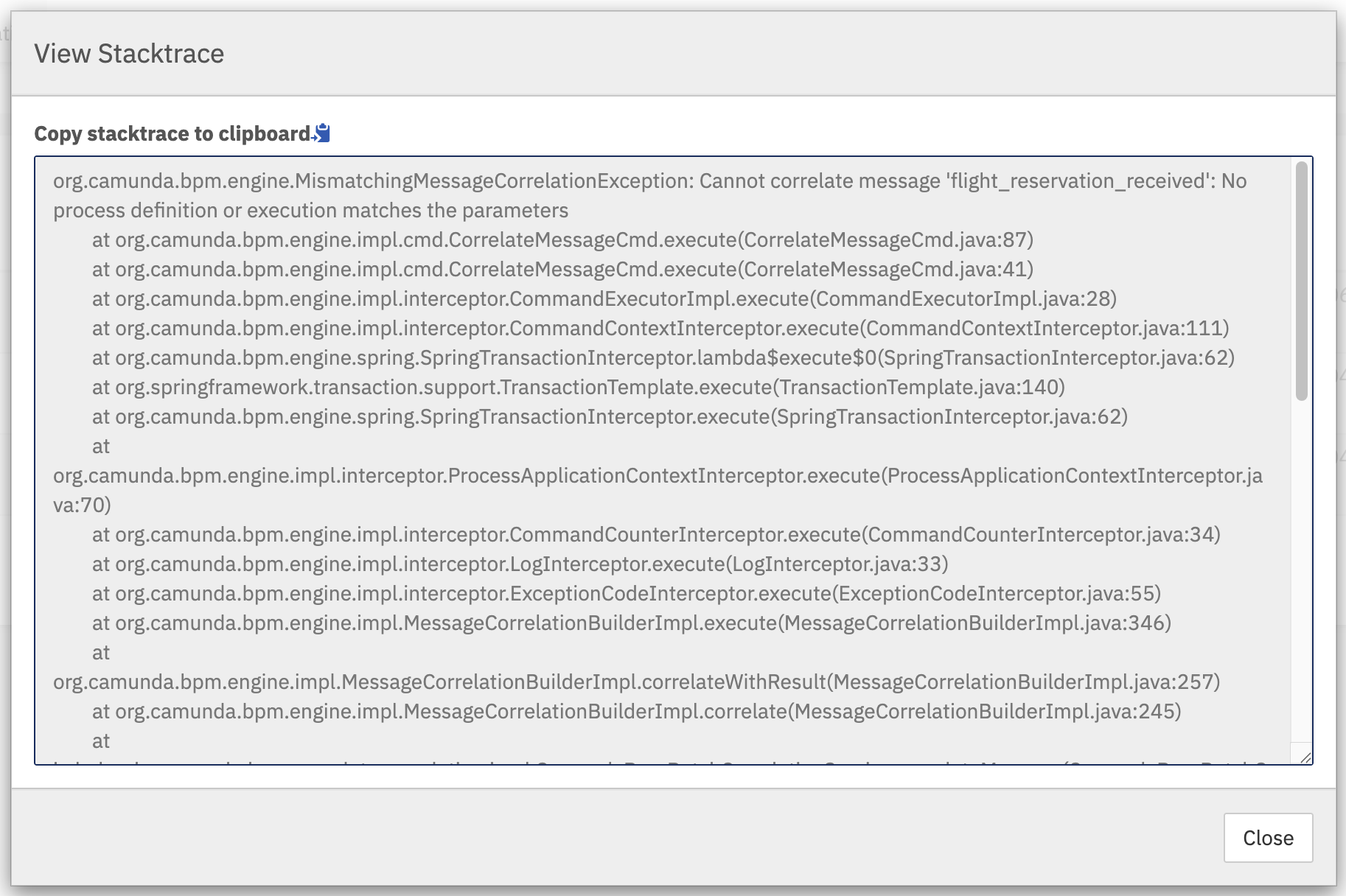 Message Exception Details