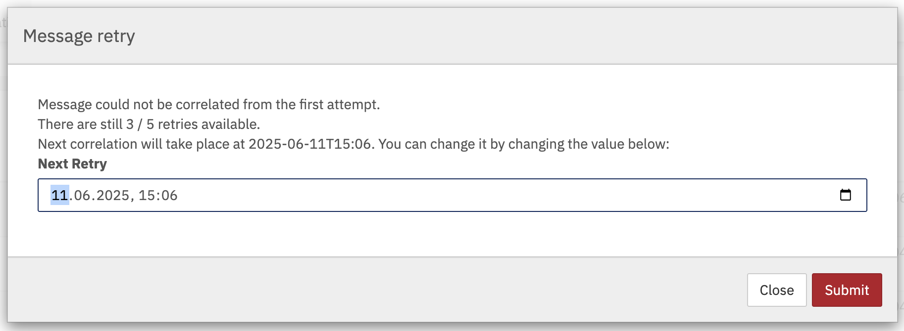 Message Retry Parameters